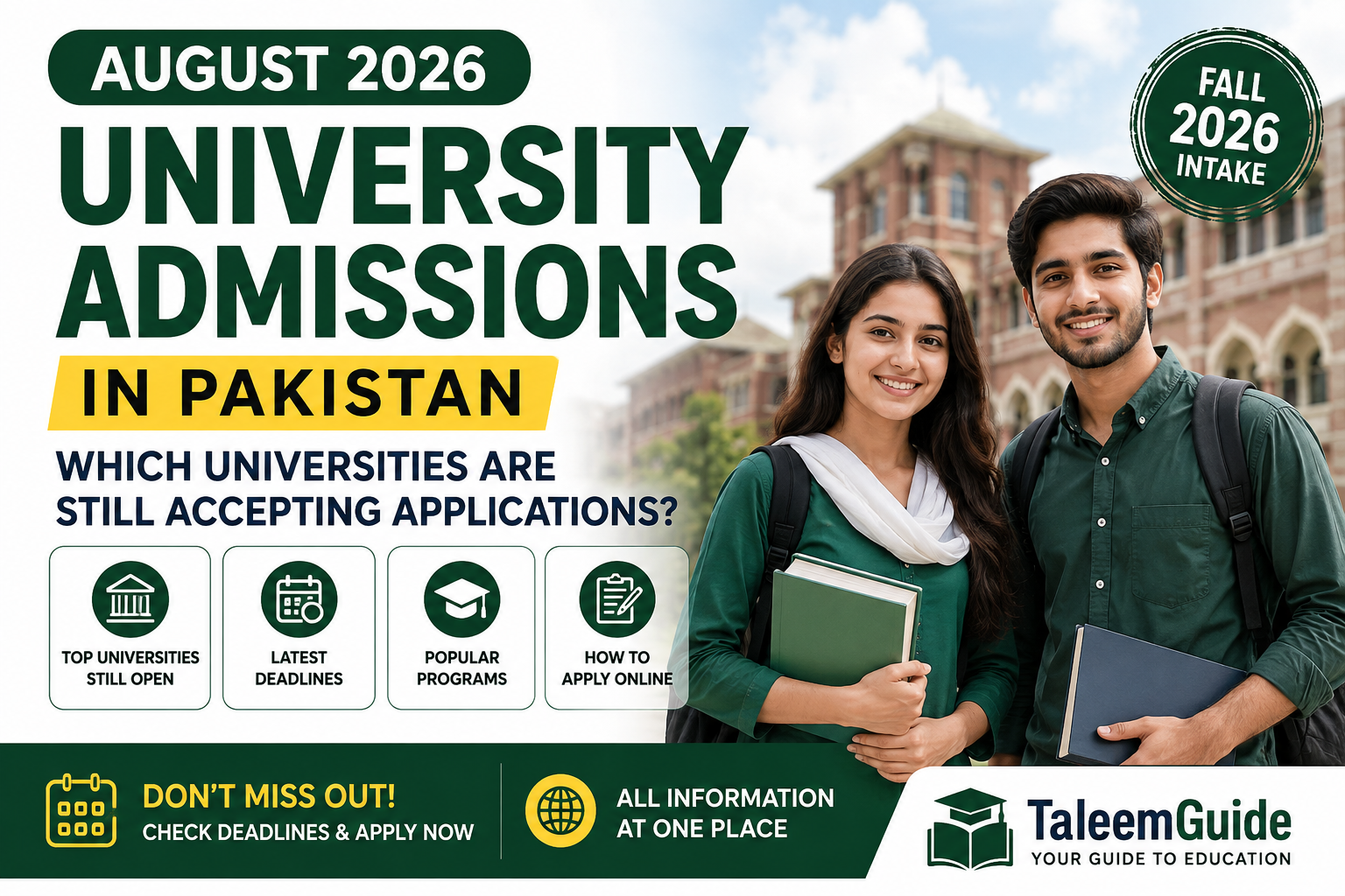 University Admissions in Pakistan August 2026 – Open Universities & Deadlines