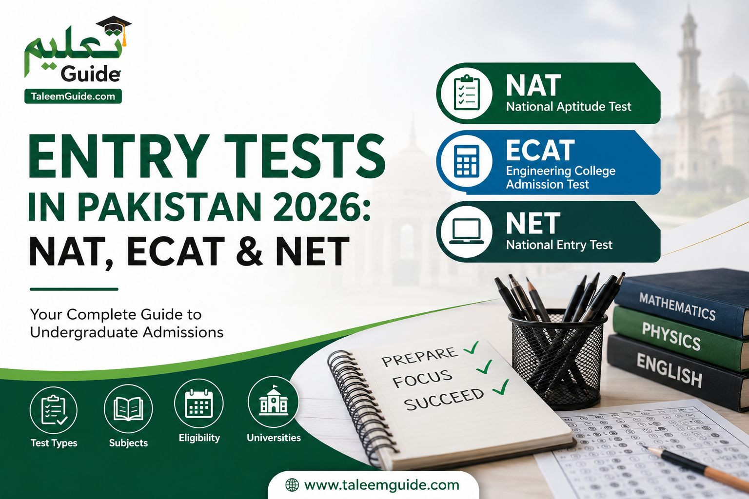Entry Tests in Pakistan 2026: NAT, ECAT & NET